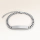 Personalized bar silver bracelet for women with space for engraving of text or coordinates