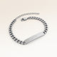 Personalized bar silver bracelet for women with space for engraving of text or coordinates