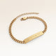 Personalized bar gold bracelet for women with space for engraving of text or coordinates