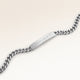 Personalized bar silver bracelet for women with space for engraving of text or coordinates