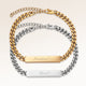 Freundschafts-Armbänder, Paar aus zwei Bar Armbändern in Gold und Silber mit personalisierter Gravur, von Mon Chou