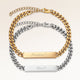 Freundschafts-Armbänder, Paar aus zwei Bar Armbändern in Gold und Silber mit personalisierter Gravur, von Mon Chou
