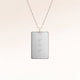Personalized square silver necklace with space for engraving of text, coordinates or handwriting on the front and back