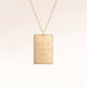 Personalized square gold necklace with space for engraving of text, coordinates or handwriting on the front and back