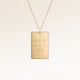 Personalized square gold necklace with space for engraving of text, coordinates or handwriting on the front and back