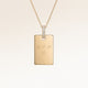 Personalisierte quadratische Goldkette mit weißen Zirkonen und Platz für Gravur von Text, Koordinaten oder Handschrift auf Vorder- und Rückseite