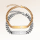 Paar-Armbänder mit Bar 5 mm für sie und 8 mm für ihn in Gold und Silber mit personalisierter Gravur, von Mon Chou