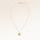Full heart-shaped necklace in gold fully laid out with fine adjustable gold chain and minimalist heart pendant for personalized engraving