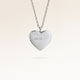 Personalized heart-shaped silver necklace with space for engraving of text, coordinates or handwriting on the front and back