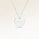Personalized heart-shaped silver necklace with space for engraving of text, coordinates or handwriting on the front and back
