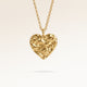 Personalized heart-shaped gold necklace with softly melted finish and space for engraving of text, coordinates or handwriting on the back