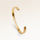 Bangle gold bracelet side view, space for personalized engraving