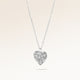 Heart-shaped silver necklace with rippled wave surface side view, space for engraving on back