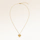 Full heart-shaped necklace in gold fully laid out with fine adjustable gold chain and minimalist heart pendant for personalized engraving