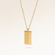 Square gold necklace with smooth surface side view, space for personalized engraving on the front and back