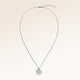 Full round silver necklace laid out flat with a fine adjustable silver chain and a minimalist round pendant for personal engraving