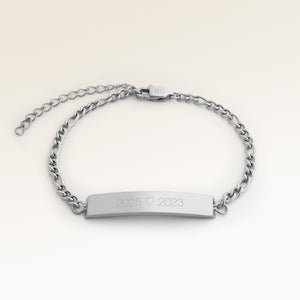Personalisiertes Bar Silberarmband mit Platz für Gravur von Text oder Koordinaten