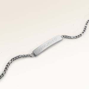 Personalisiertes Bar Silberarmband mit Platz für Gravur von Text oder Koordinaten