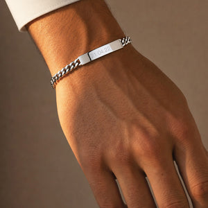 Bar Armband 8mm für Herren – Gravur (Silber)