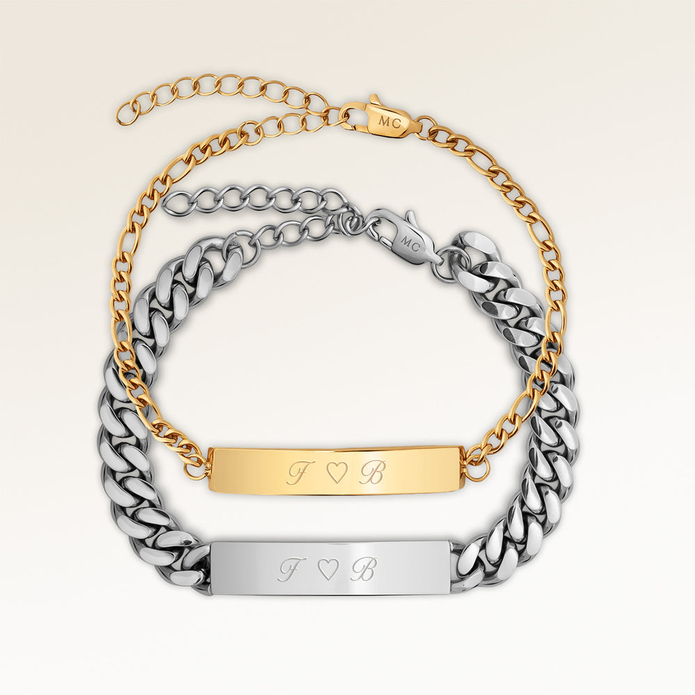 Paararmband - Stab Armband 5mm + 8mm (Gold & Silber)