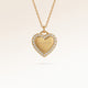 Personalisierte herzförmige Goldkette mit weißen Zirkonen am Rand und Platz für Gravur von 8 Zeichen in einer Zeile auf der Vorderseite