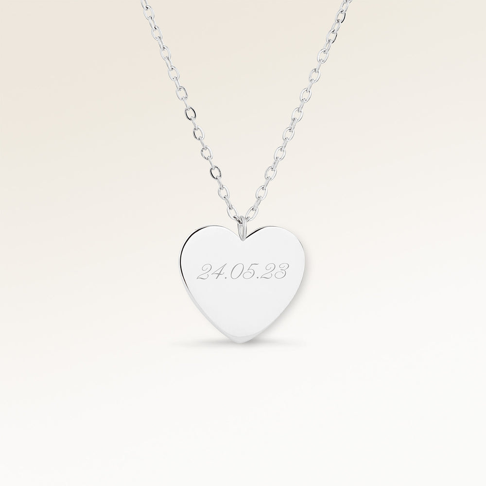 Herzförmige Halskette - Gravur (Silber)