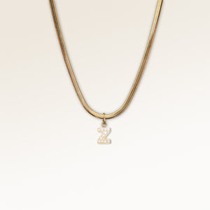 Letter pendant Z in gold with white zircons, personalized initial necklace from Mon Chou