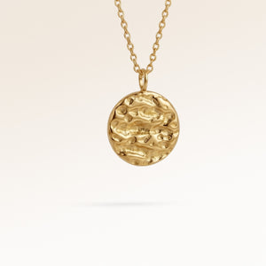 Runde Goldkette mit weich geschmolzene Optik Seitenansicht, Platz für Gravur hinten