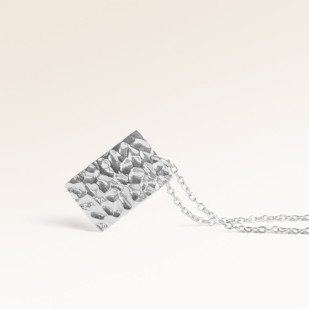 Ocean Waves Quadratische Halskette - Gravur (Silber)