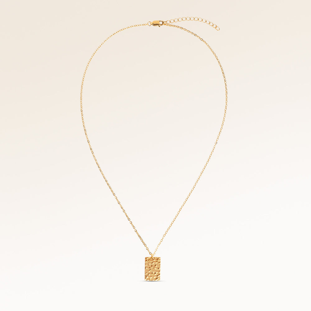 Ocean Waves Quadratische Halskette - Gravur (Gold)