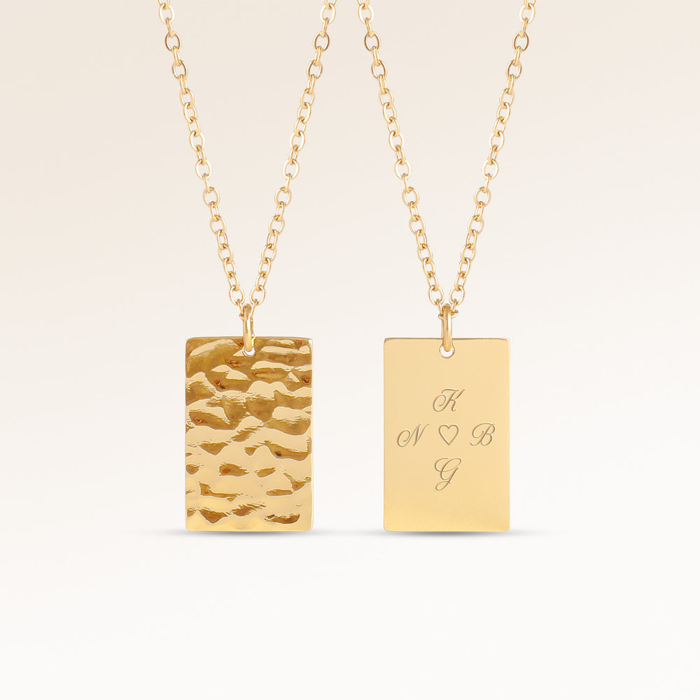 Ocean Waves Quadratische Halskette - Gravur (Gold)
