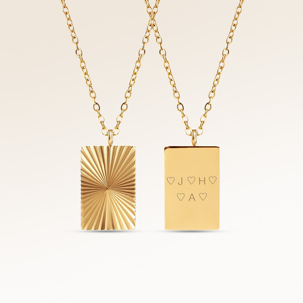 Soleil Quadratische Halskette - Gravur (Gold)