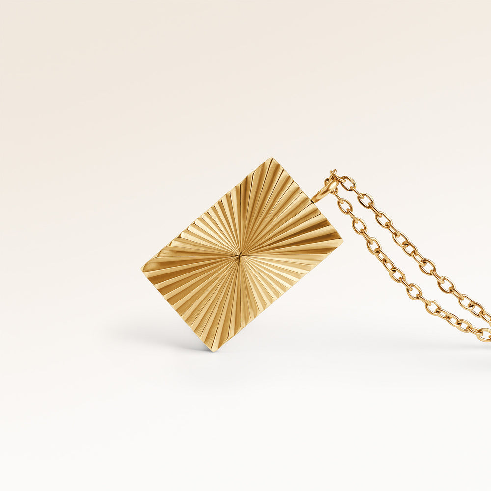 Soleil Quadratische Halskette - Gravur (Gold)