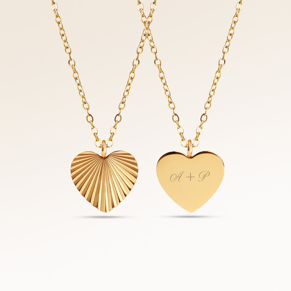 Soleil Herzförmige Halskette - Gravur (Gold)