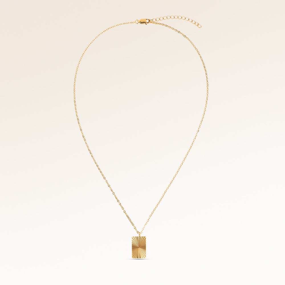 Soleil Quadratische Halskette - Gravur (Gold)